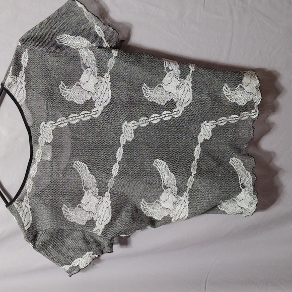 Harley Davidson women's S sheer crop top with Harley eagle and shield w/ chain - Picture 2 of 7